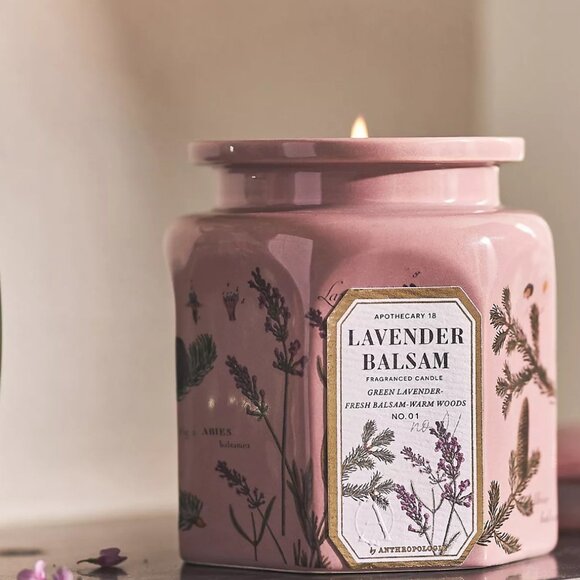 Anthropologie Apothecary 18 Fresh Lavender Balsam Ceramic Jar Candle NWT - Picture 2 of 3